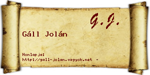 Gáll Jolán névjegykártya